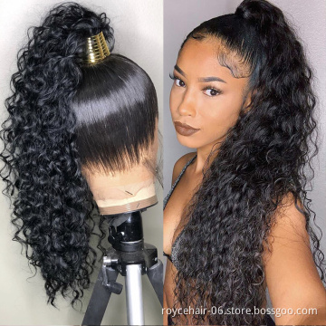 Super Long Human Hair Lace Wigs Vendor,Wholesale 150% 180% Density Indian Remy Hair Pre Plucked Transparent 360 Lace Front Wig